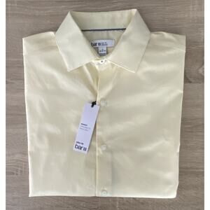 Bar III Men's Small 14-14.5 Slim Fit Dress Shirt Stretch Easy Care Yellow NEW